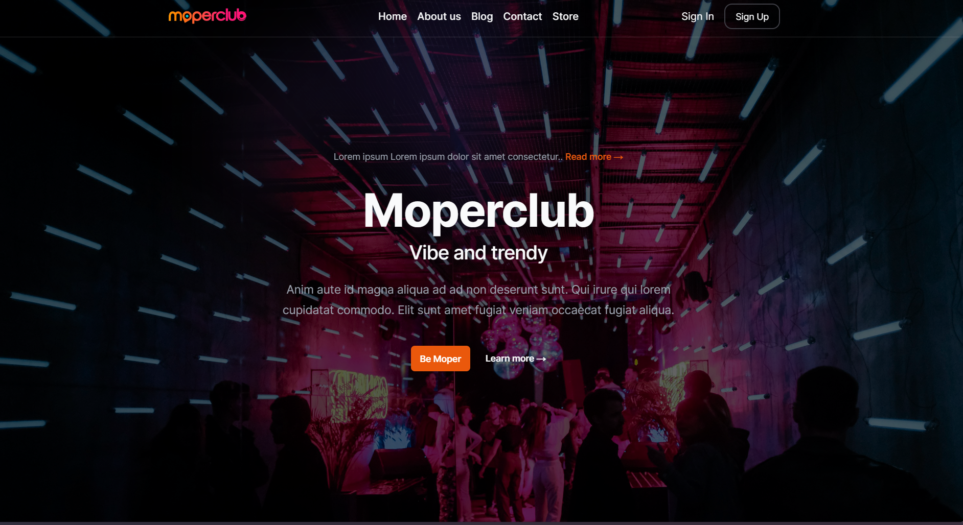 Moperclub project screenshot
